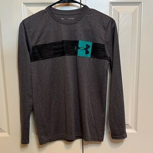 Under Armour Heatgear Performance Fabric Charcoal Long Sleeve w/ Teal Accents